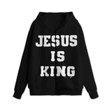 Unisex Jesus Is King Print Zip Up Hoodie
