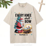 Every Knee Shall Bow Christian Christmas Washed T-Shirt