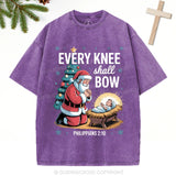 Every Knee Shall Bow Christian Christmas Washed T-Shirt