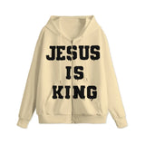 Unisex Jesus Is King Print Zip Up Hoodie