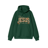 Unisex Fall For Jesus He Never Leaves Print Hoodie