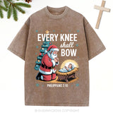 Every Knee Shall Bow Christian Christmas Washed T-Shirt
