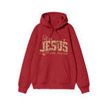 Unisex Fall For Jesus He Never Leaves Print Hoodie
