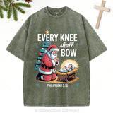 Every Knee Shall Bow Christian Christmas Washed T-Shirt