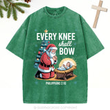 Every Knee Shall Bow Christian Christmas Washed T-Shirt
