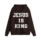 Unisex Jesus Is King Print Zip Up Hoodie