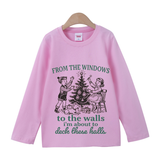 Pink Retro Illustration Christmas Tree Decoration Long-Sleeve T-Shirt
