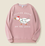 Festive Goose on the Loose Christmas Sweatshirt
